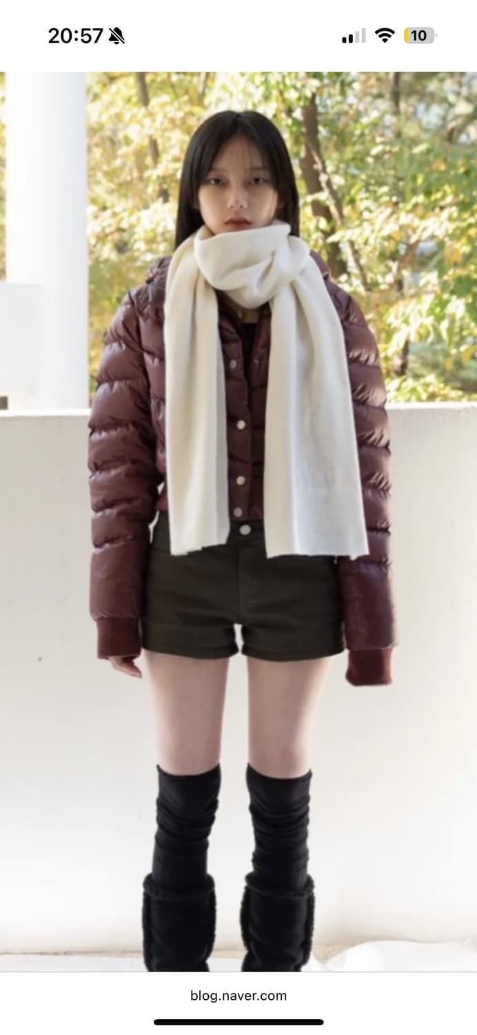 애즈온 숏푸퍼자켓 패딩 와인 컬러 상품이미지2