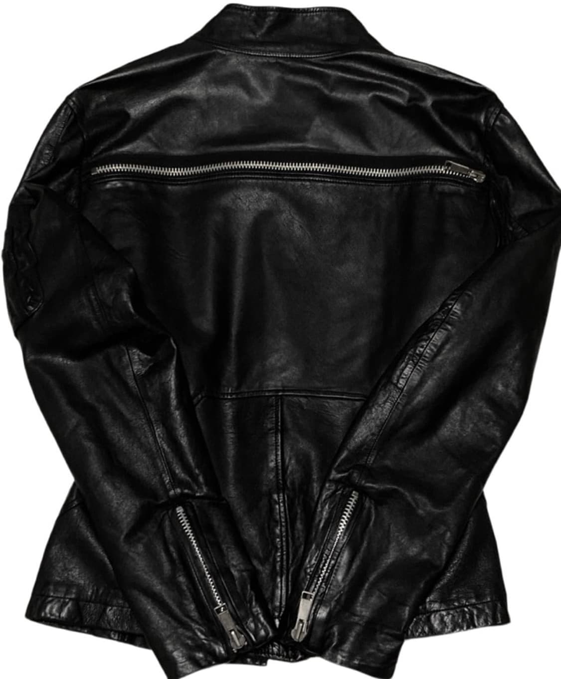 릭오웬스맛 양가죽 하이넥 사선 블랙 자켓 상품이미지4