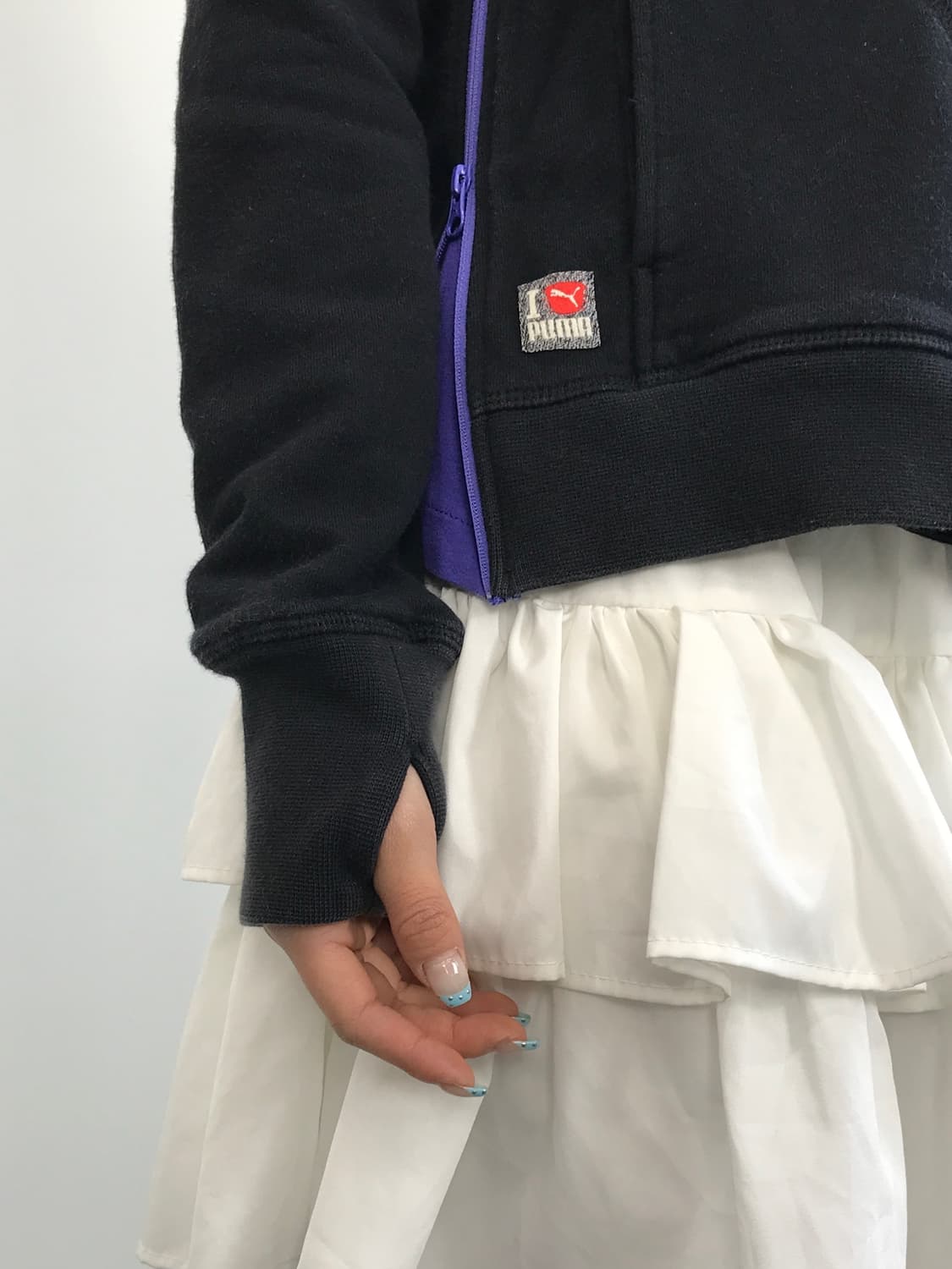 'PUMA' Black & Purple High-Neck Zip-Up  상품이미지5