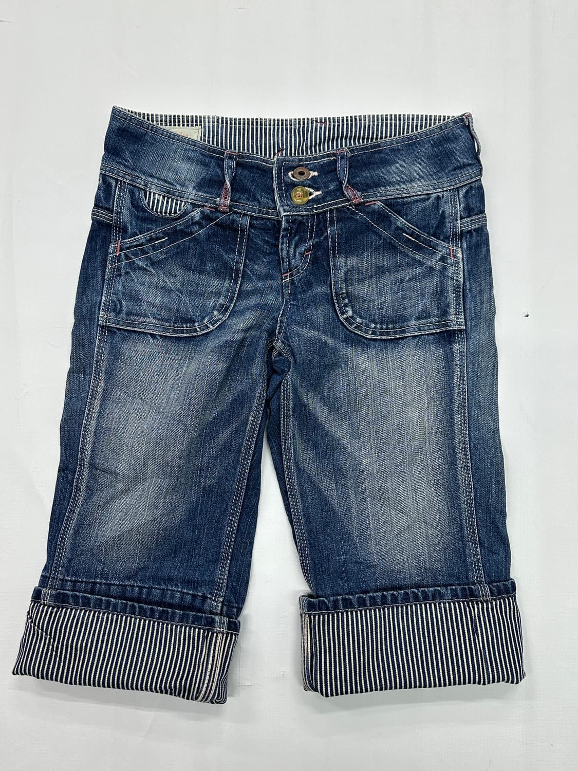 Betty smith 빈티지 Y2K 로우라이즈 5부 워싱 데님팬츠 상품이미지2