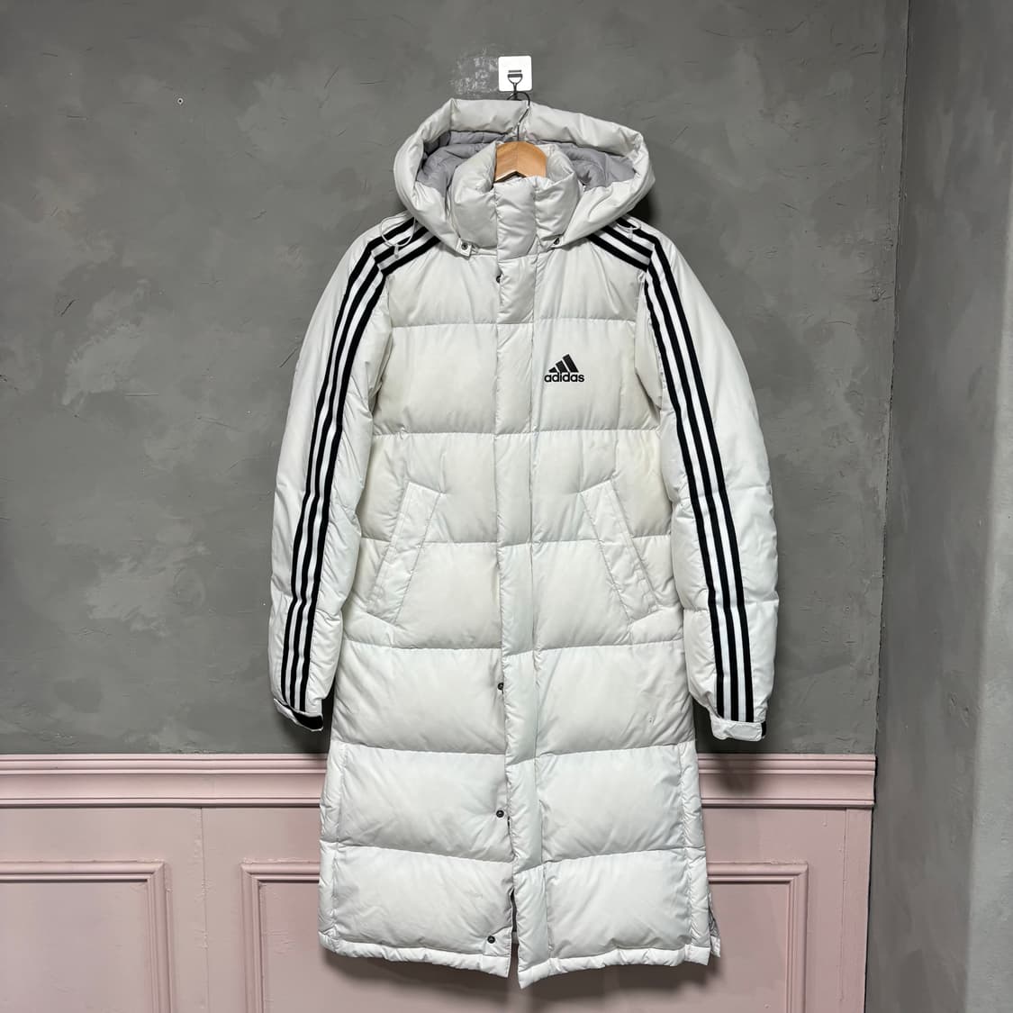 아디다스 삼선 덕다운 롱패딩 화이트 상품이미지1