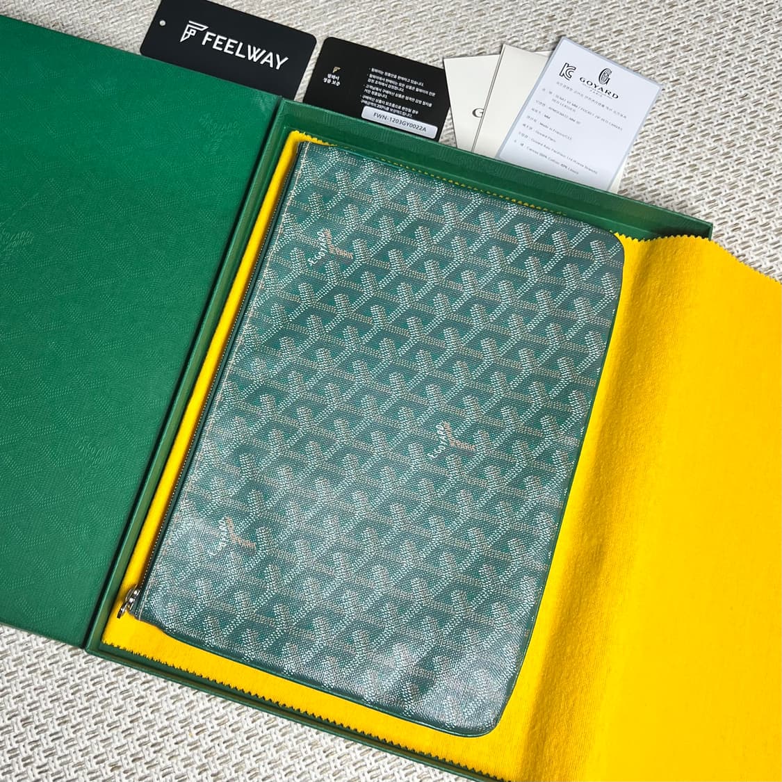 {보증서O}고야드 세나 클러치 MM 스페셜컬러 그린 / 풀구성 상품이미지7