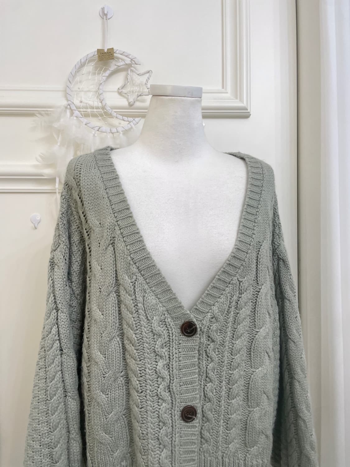 indi green twist loose cardigan(size-M) 상품이미지5