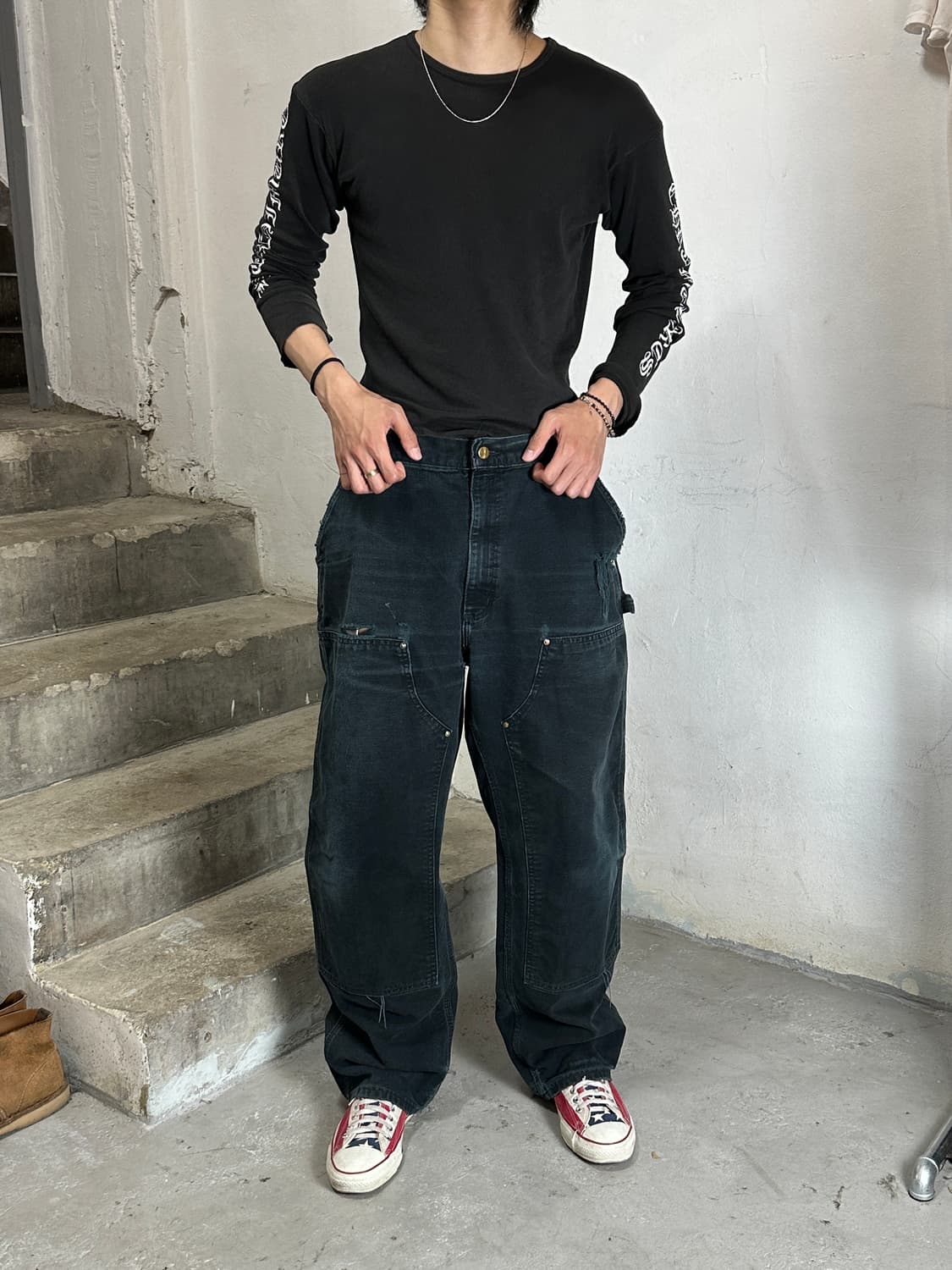OG USA 칼하트 B01 더블니 블랙 칼하트 썩블니 하드페이딩 상품이미지2