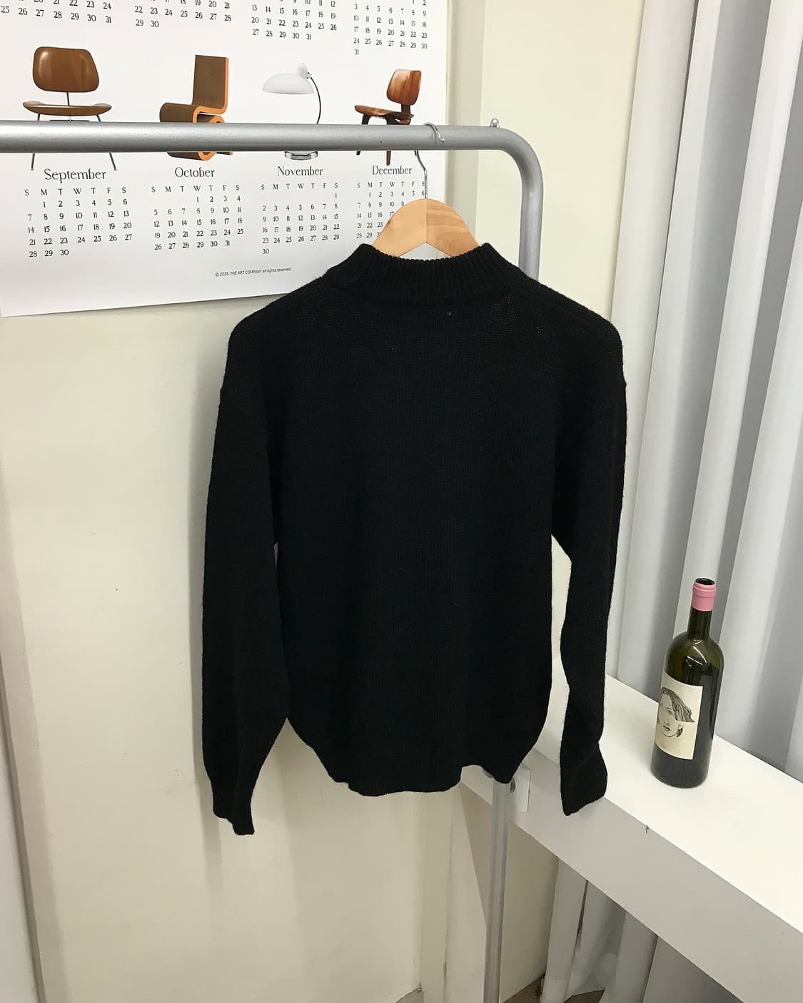 꾸레쥬 가죽 로고 모크넥 울 니트 상품이미지4