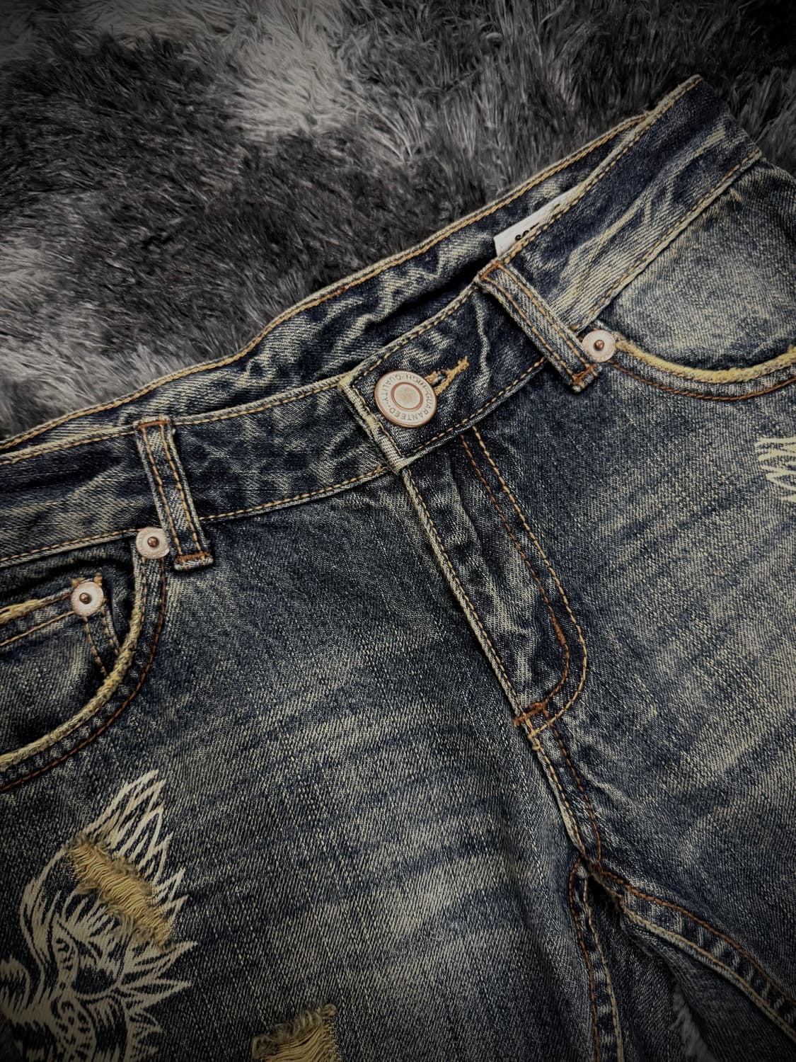 semantic design 독수리 프린팅 부츠컷 데님 팬츠 상품이미지5