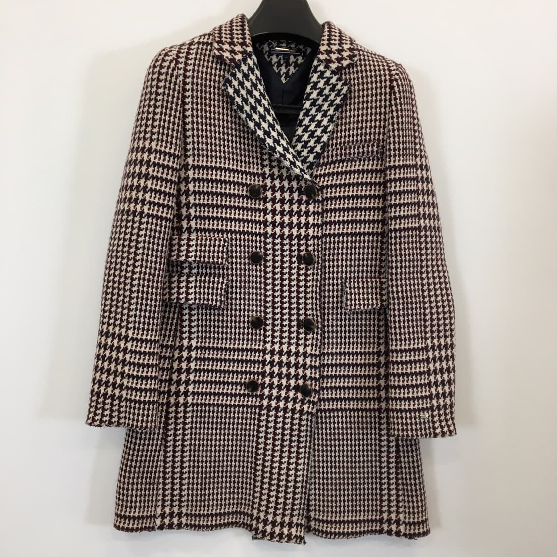 타미힐피거 체크 울 더블코트 XS  상품이미지1