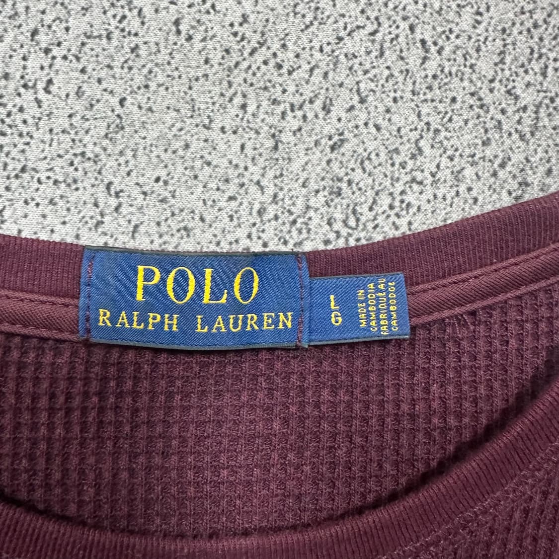 ✨ (바배) 폴로 랄프로렌 블루 포니 버건디 와플 롱슬리브 상품이미지3
