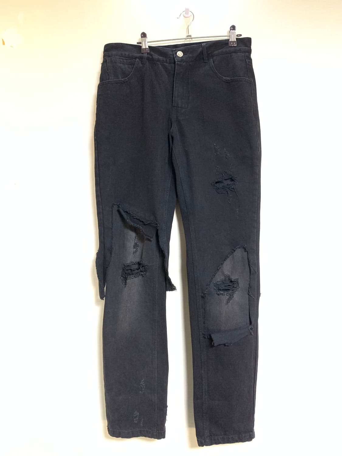 라프 시몬스 블랙 데미지 워싱 데님 팬츠 사이즈(31) 상품이미지1