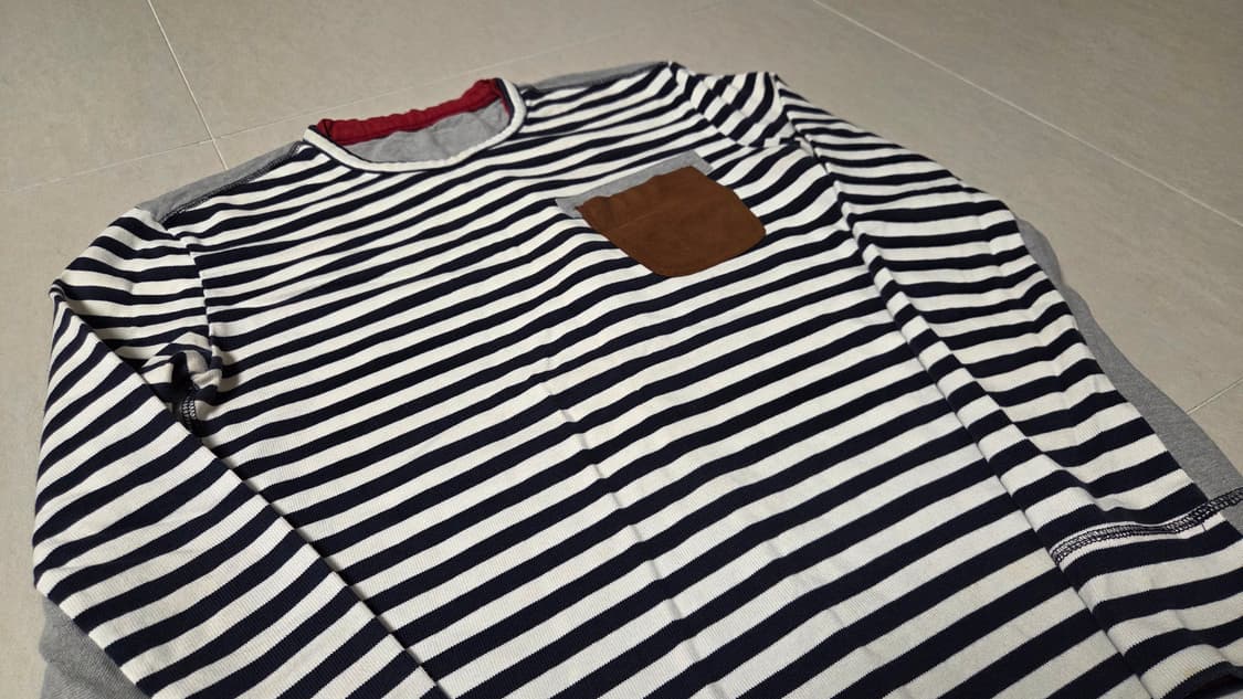 시스템 옴므 스웨이드 포켓 스트라이프 티셔츠  상품이미지2