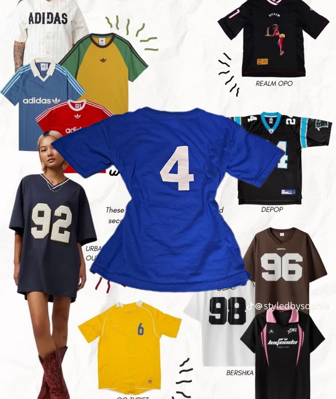 Y2K 핀터깔 스포티 야구 넘버 반팔 티셔츠 상품이미지1