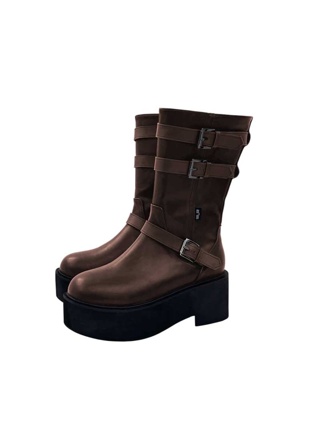 애즈온 MAYA MIDI BUCKLE BOOTS 브라운 상품이미지1
