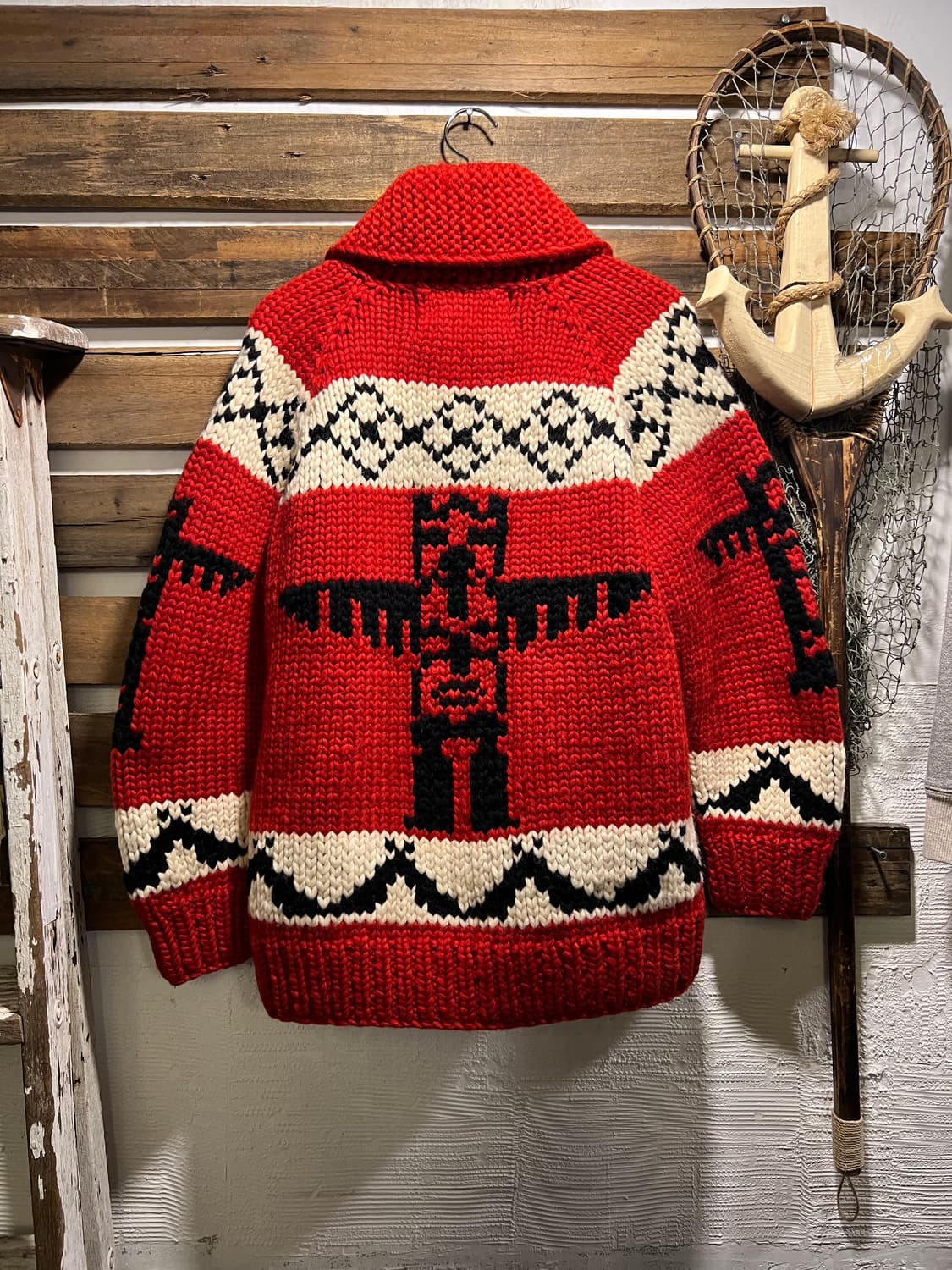 [L]KANATA 카나타 인디언 토템 레드 집업 코위찬 상품이미지9