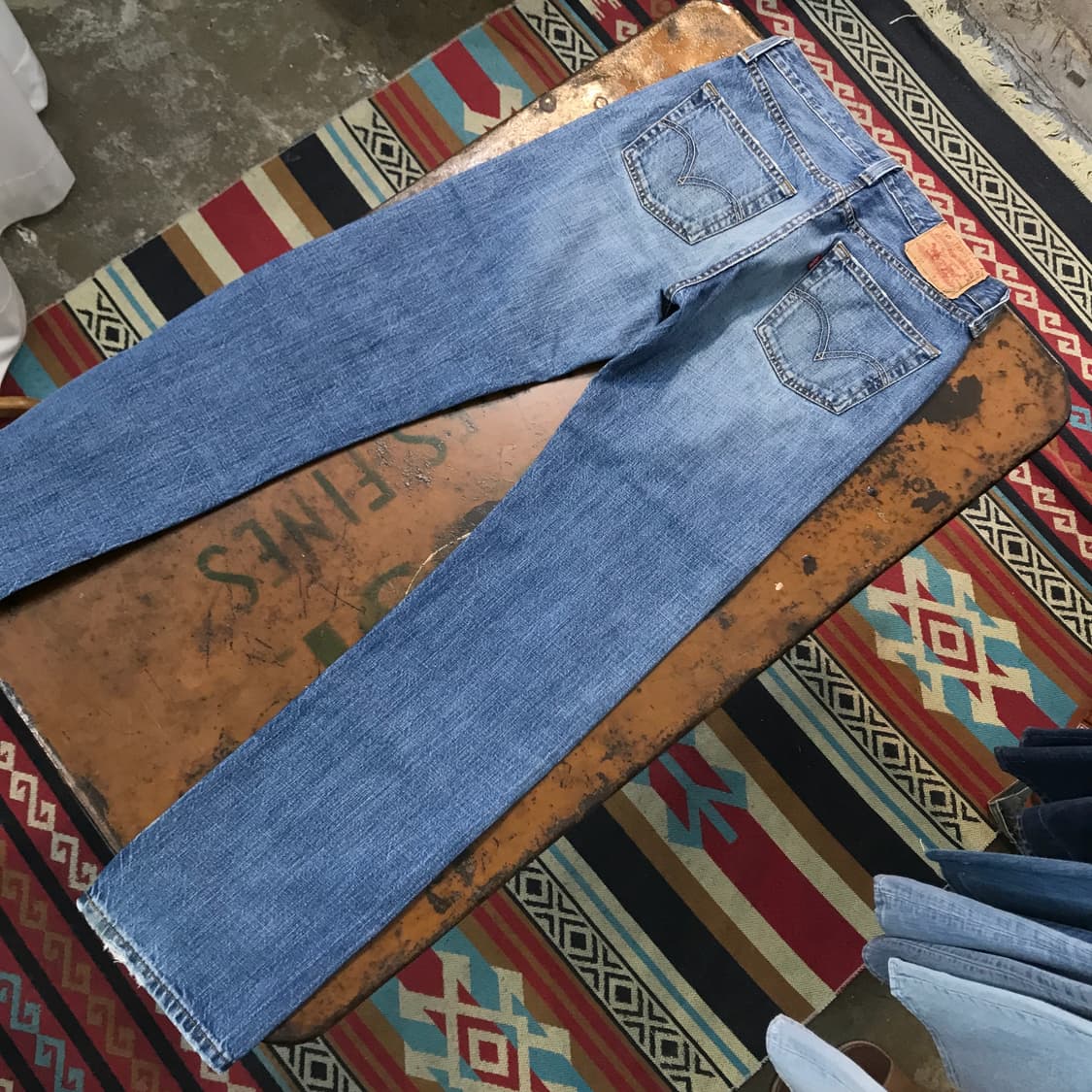 리바이스 501 중청 워시드 데님 팬츠 허리 28 29 사이즈  상품이미지3