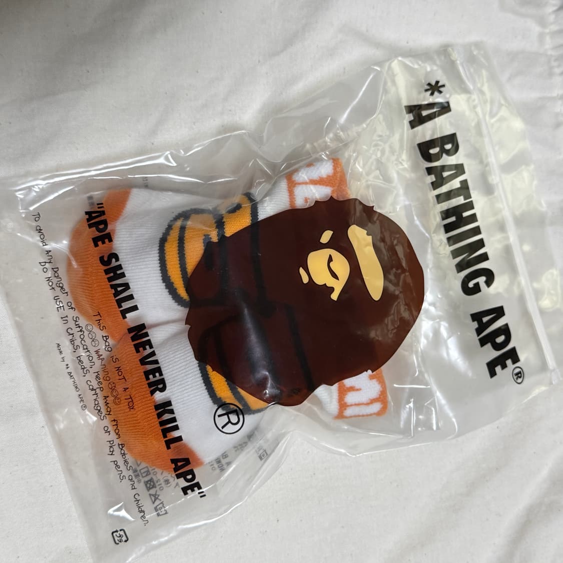 베이프 키즈 애기양말 오렌지/화이트 상품이미지1