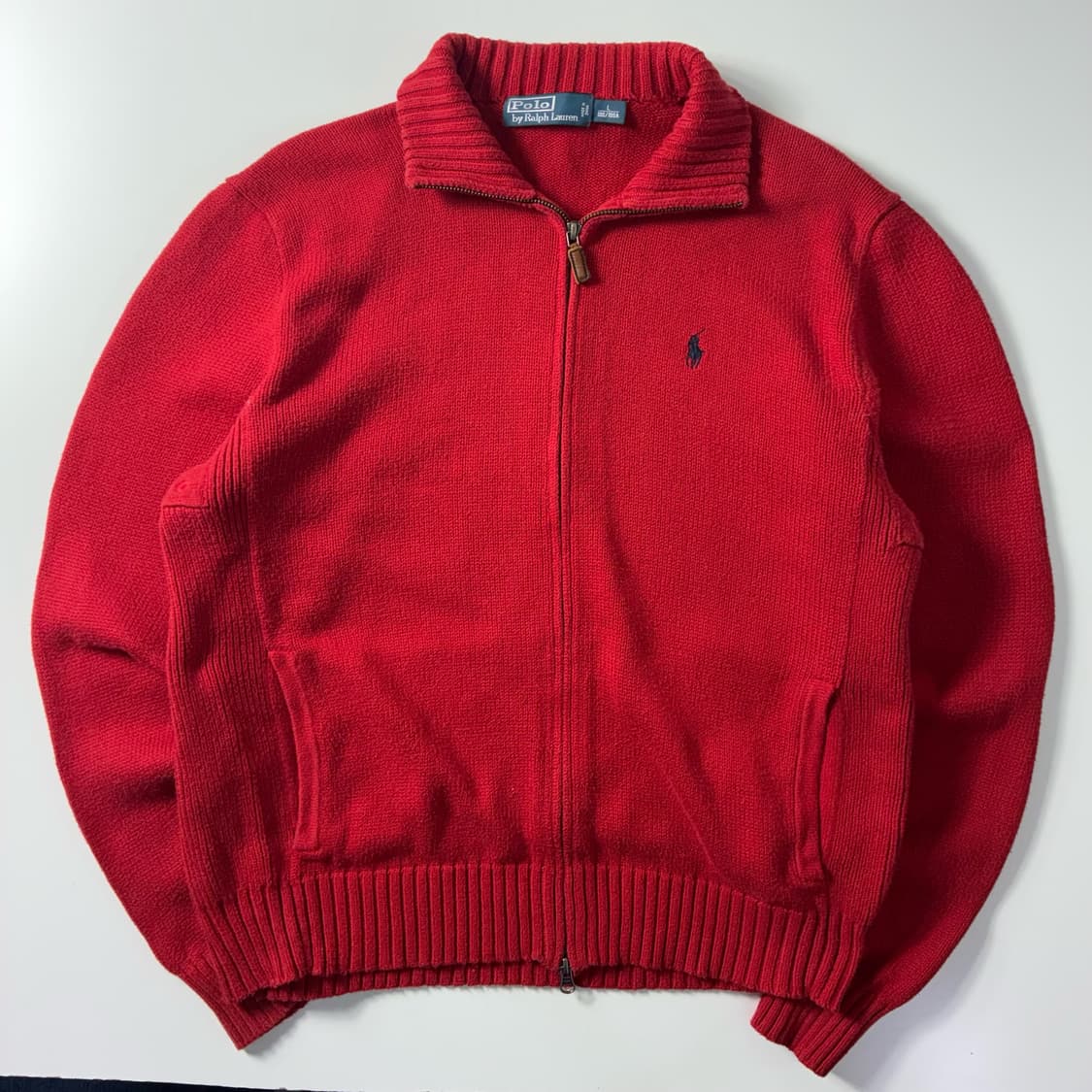 Polo  폴로 랄프로렌 자수 코튼 레드 투웨이 니트집업  상품이미지1