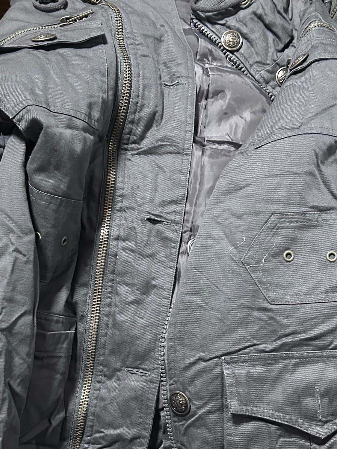 *rare design* 2000s 보노넥 그레이 버튼 야상 자켓 상품이미지6