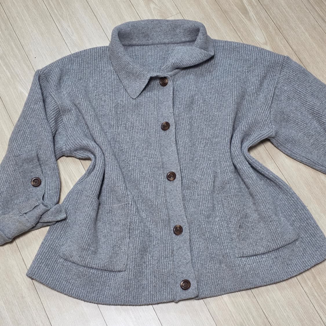 빈티지 그레이 모리걸 니트골지 루즈핏 가디건 상품이미지4