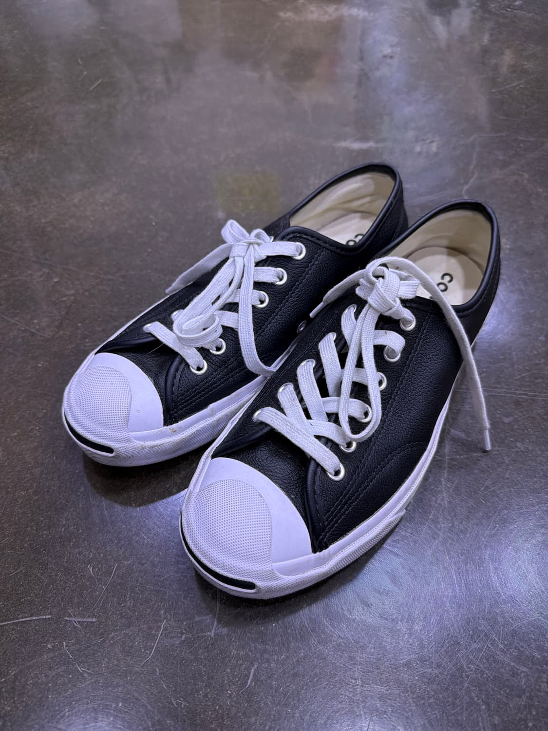 컨버스 잭퍼셀 레더 가죽 블랙 화이트 로우 스니커즈 240 상품이미지1