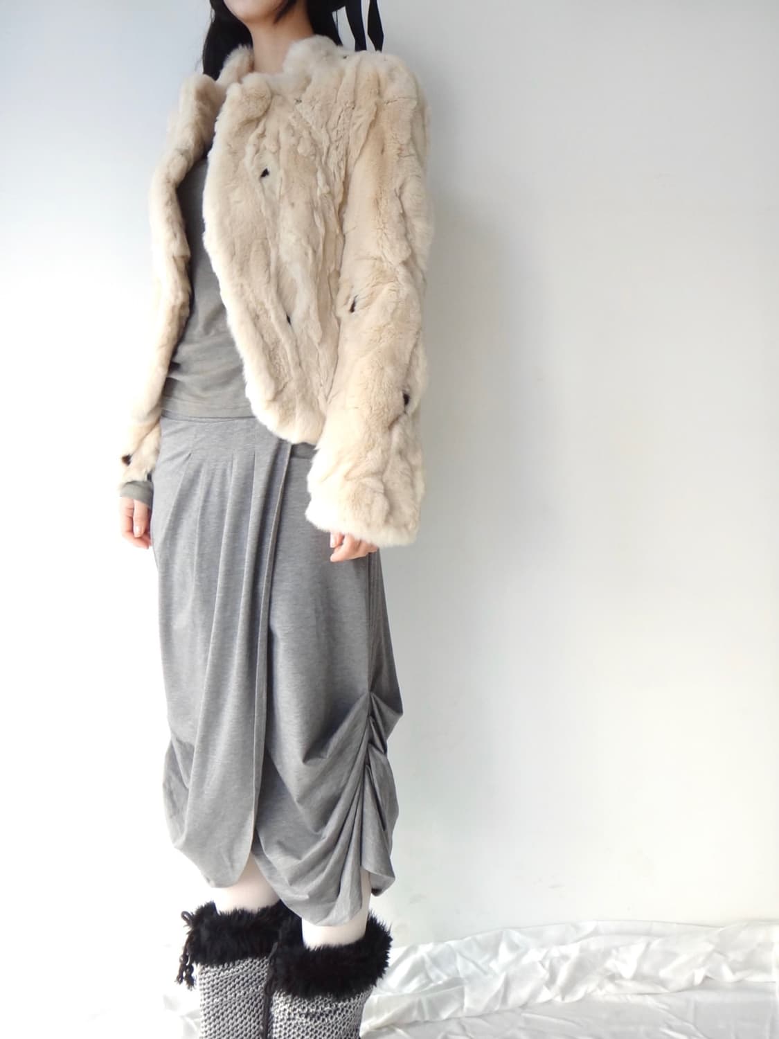 Milk rabbit fur jacket / ivory 상품이미지5