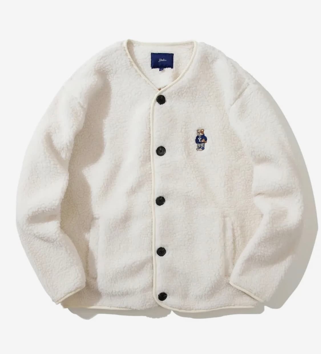 예일 엠브로이더리 댄 카라리스 보아 플리스 자켓 아이보리 상품이미지1