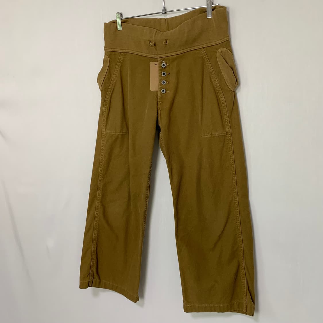 캐피탈 빈티지 와이드 스트레이트 밴딩 코튼팬츠 남녀공용 브라운 일자바지 상품이미지2