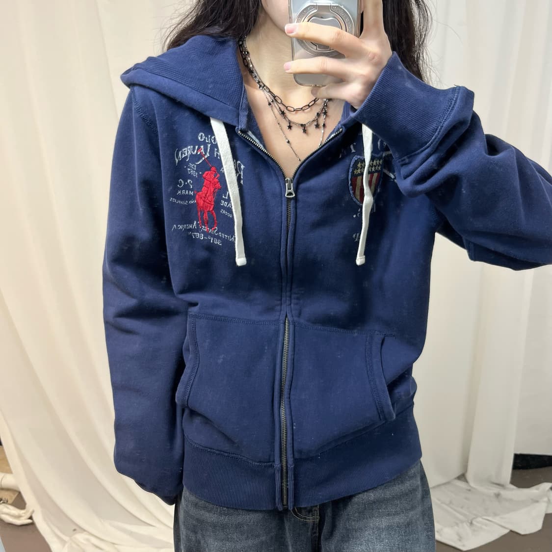 Polo Big Pony Navy Hoodie Zip-up  상품이미지3
