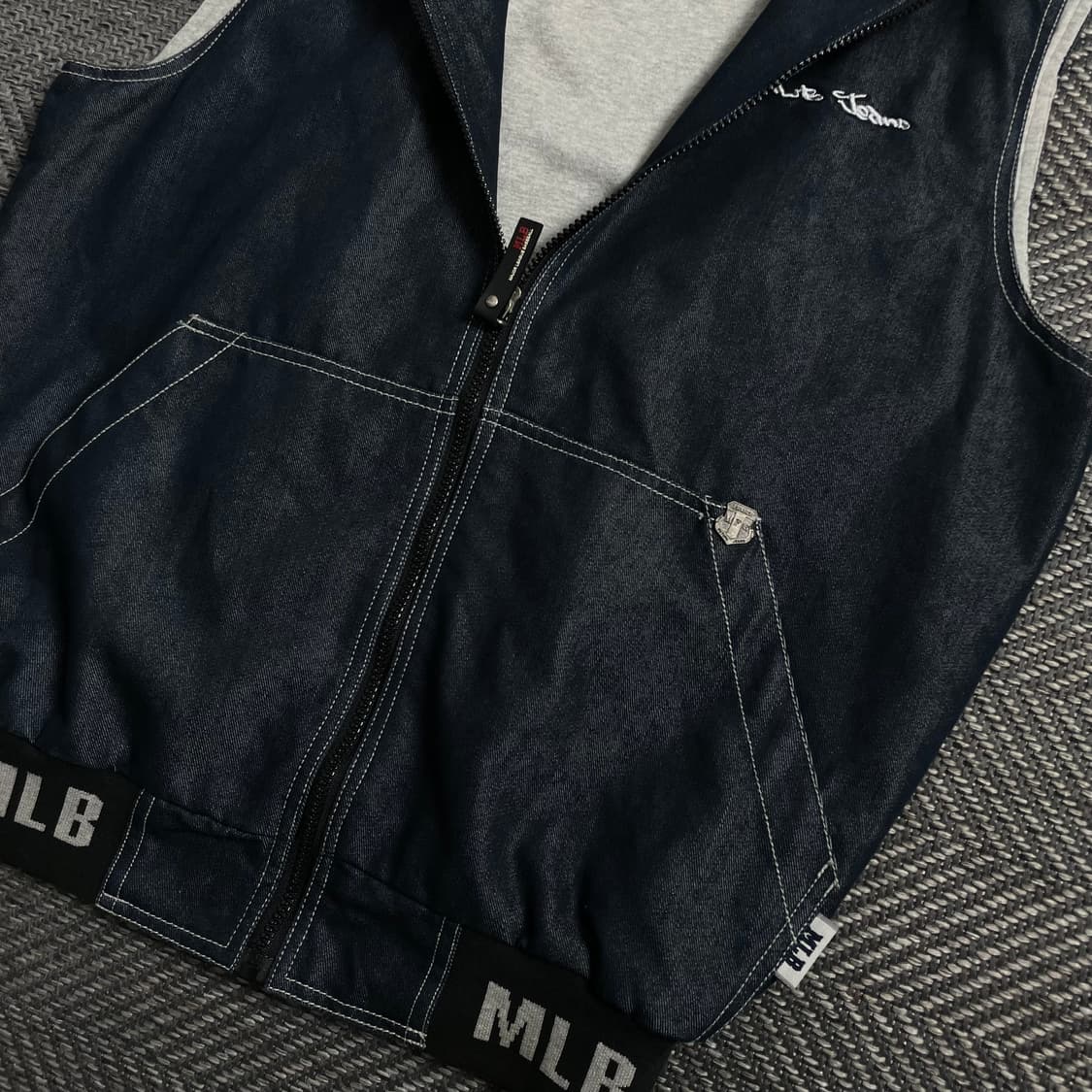 OOs MLB USA 자수로고 데님 후드 베스트 y 5051 상품이미지4