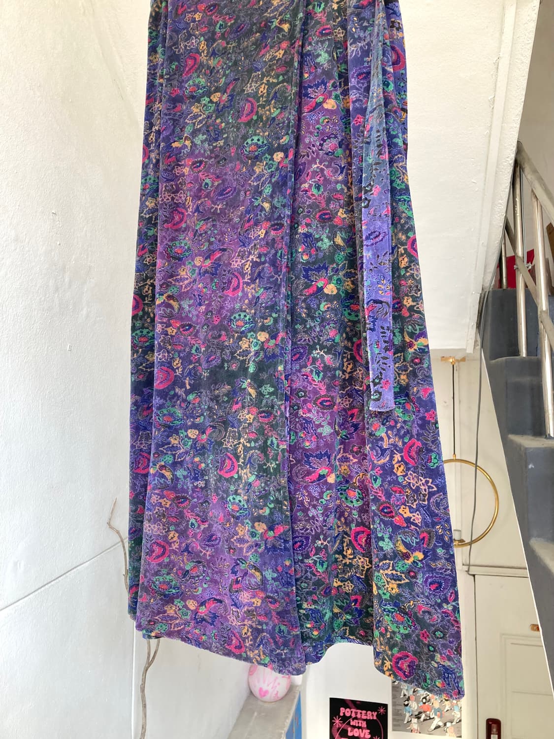 레트로 벨벳 패턴 랩 스커트 상품이미지3