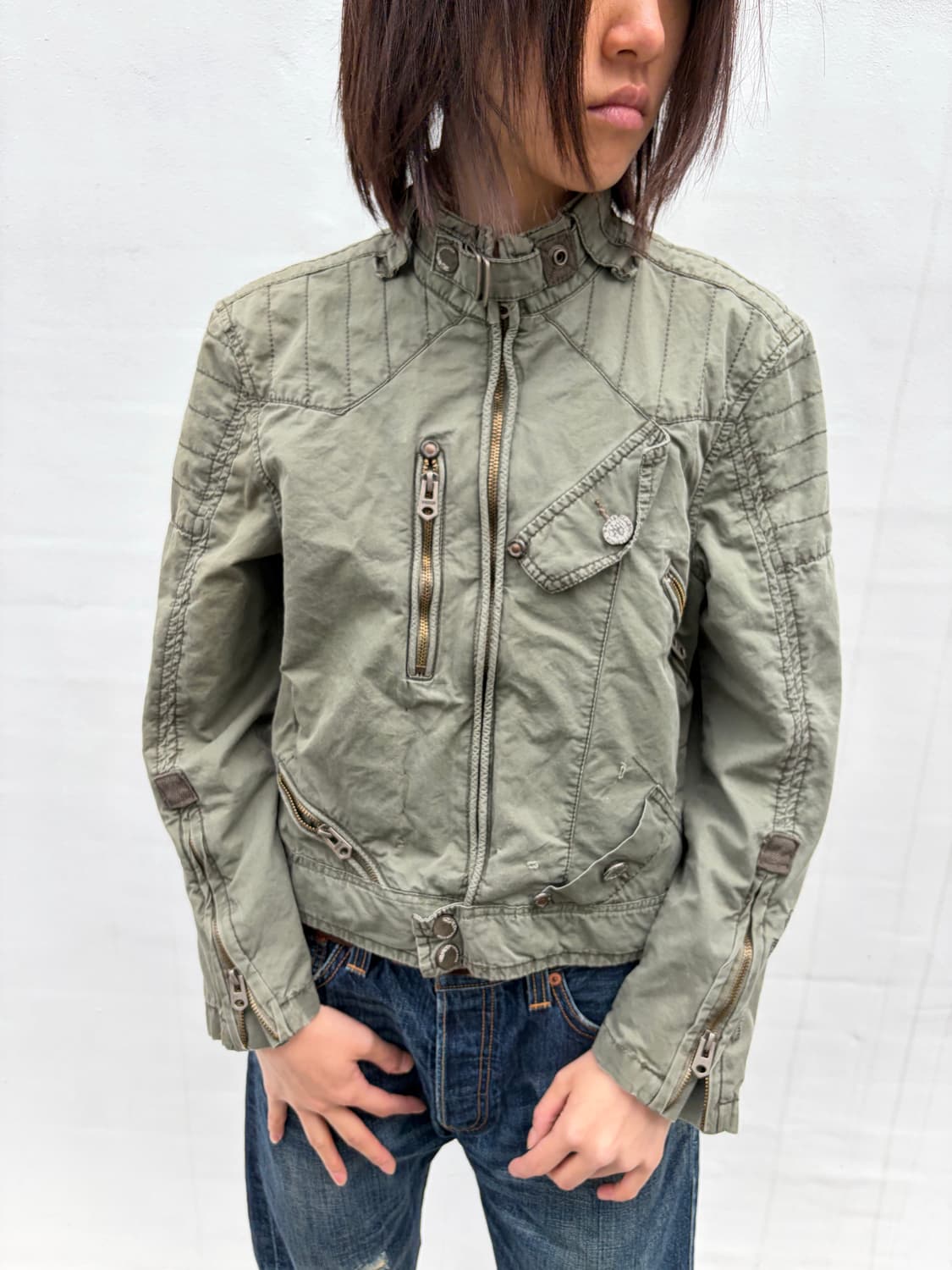 Vigour 카키 밀리터리 집업 자켓 상품이미지3