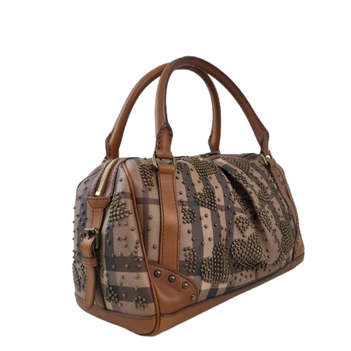 정품 버버리 스모키브라운 노바체크 하트 스터드 토트백 상품이미지2