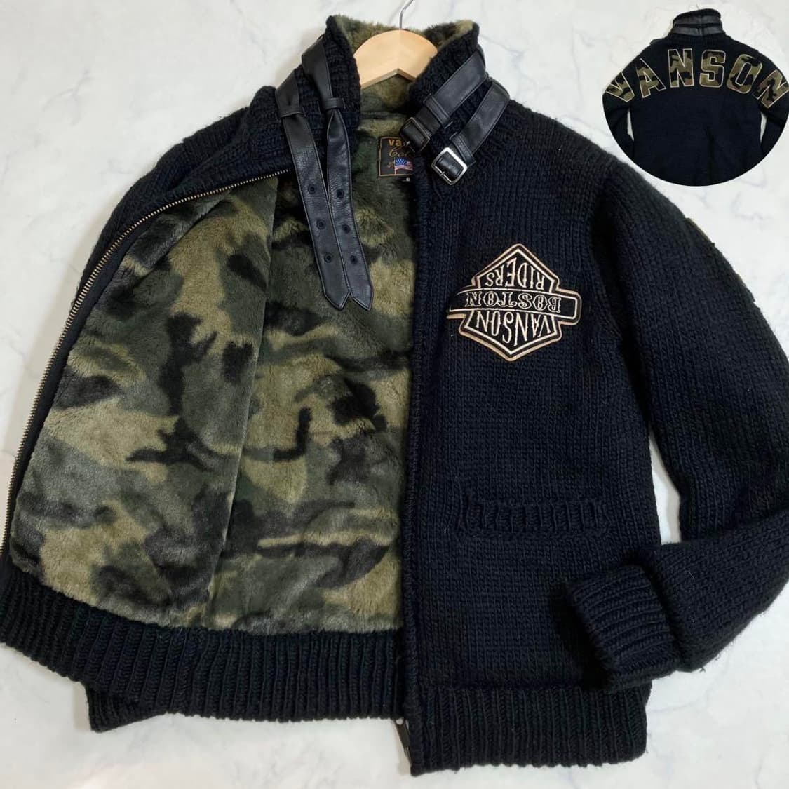 (판매) 밴슨 레더 코위찬 무스탕 vanson leather 니트집업 상품이미지1