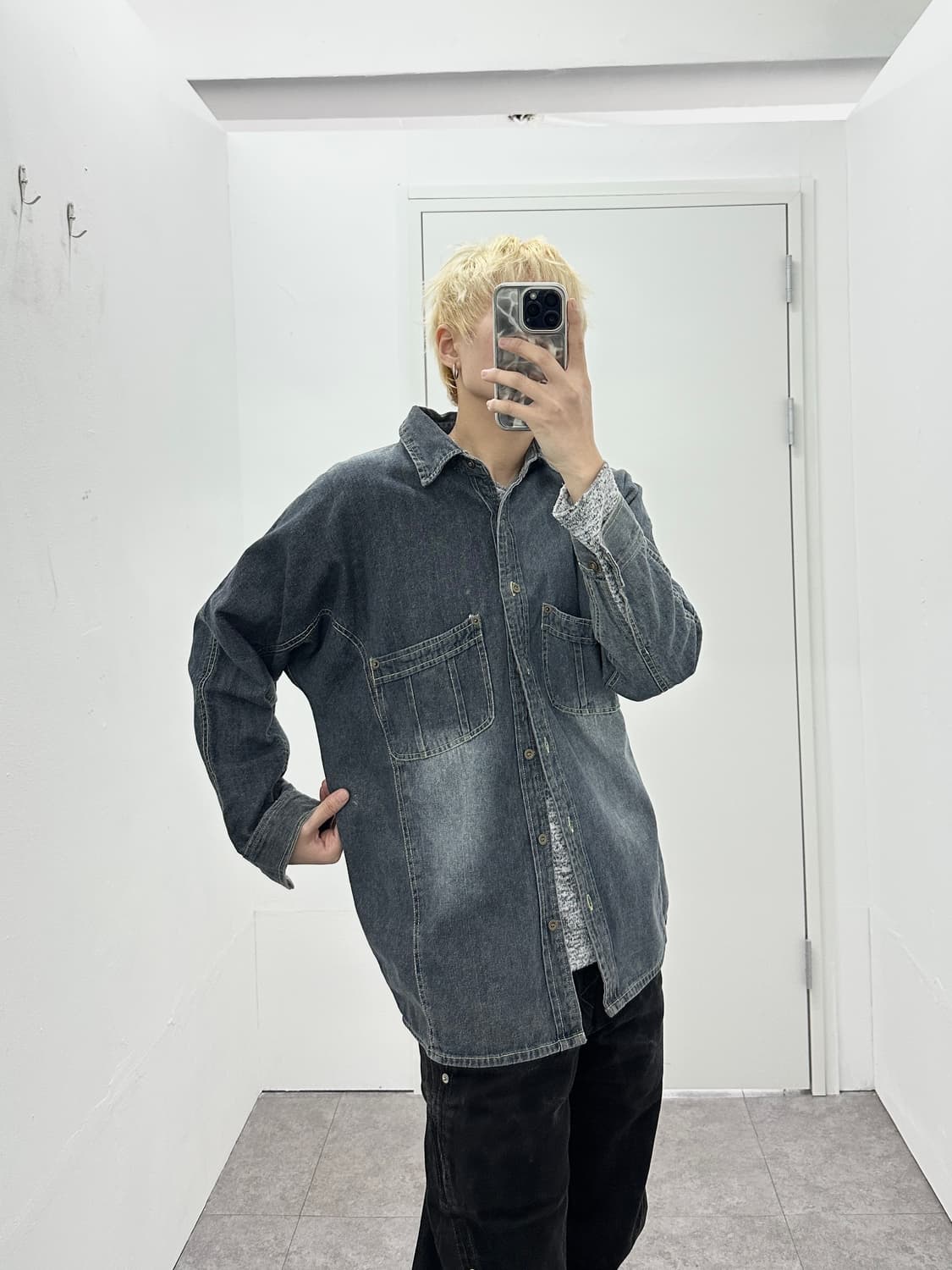 Sweetrouge back cross patch denim shirts 상품이미지4
