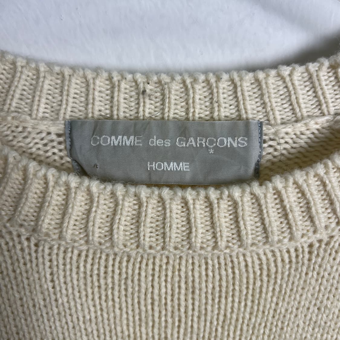 90's 꼼데가르송 옴므 아이보리 울 니트 스웨터  상품이미지3