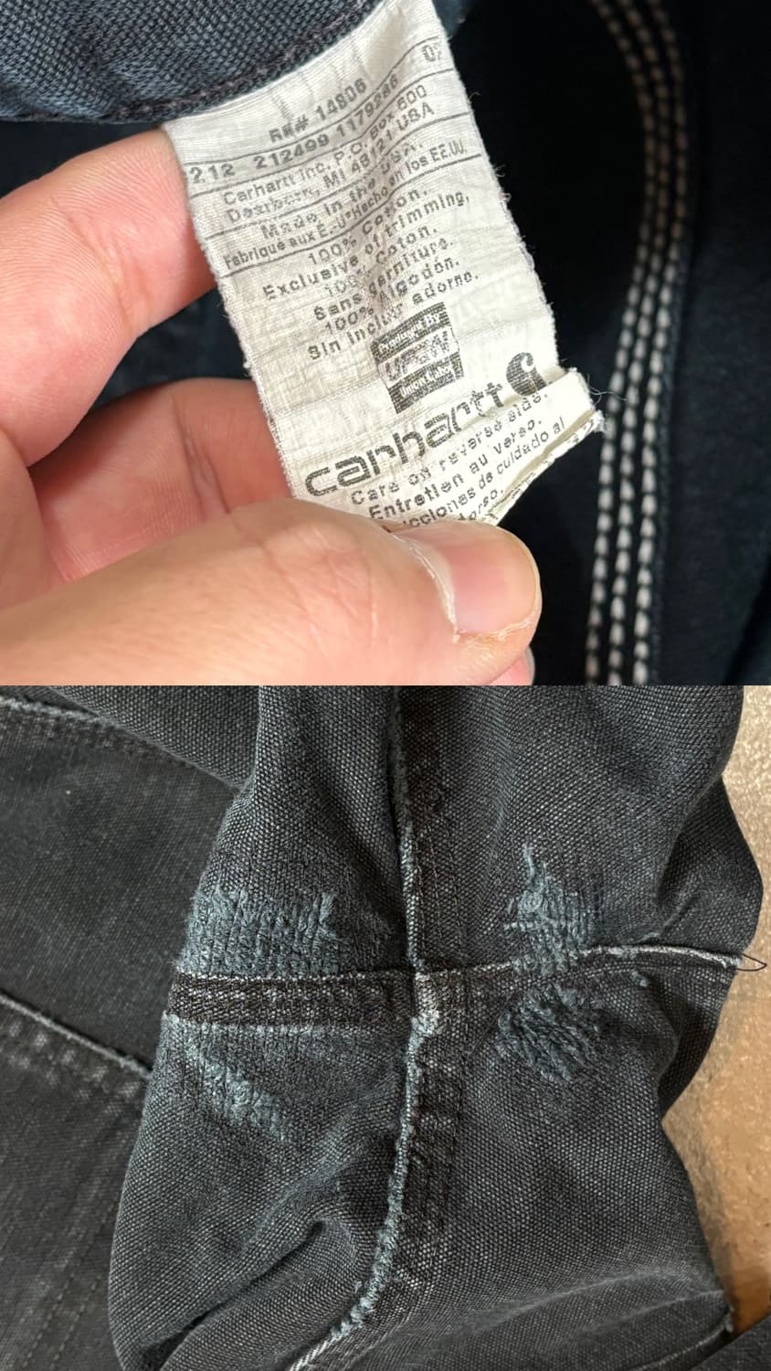 OG USA Made 칼하트 B01 더블니 블랙 칼하트 썩블니 카펜터 상품이미지9