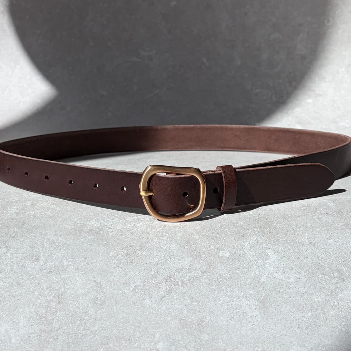 Oribell 커브드 24k 골드플레이트 버클 볼드 베지터블 소가죽 벨트 상품이미지3