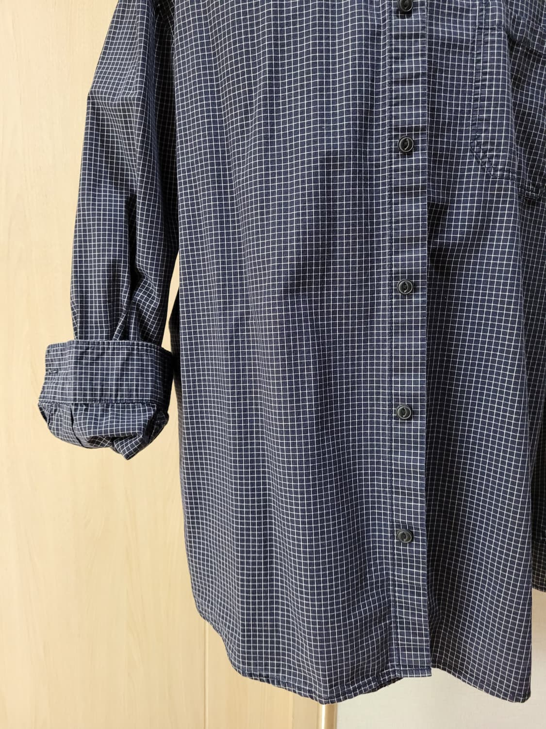 후아유 WHO.A.U 남자 오버핏 체크 셔츠 120 네이비 상품이미지4