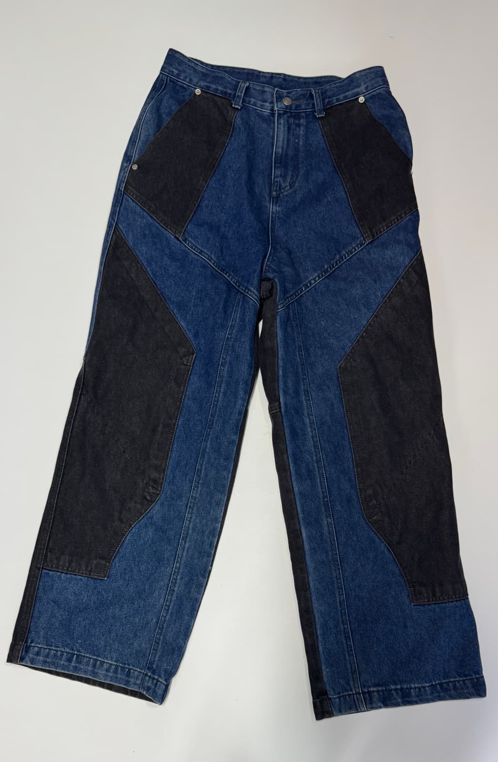 꼼파뇨 믹스드 절개 와이드 데님팬츠 상품이미지1