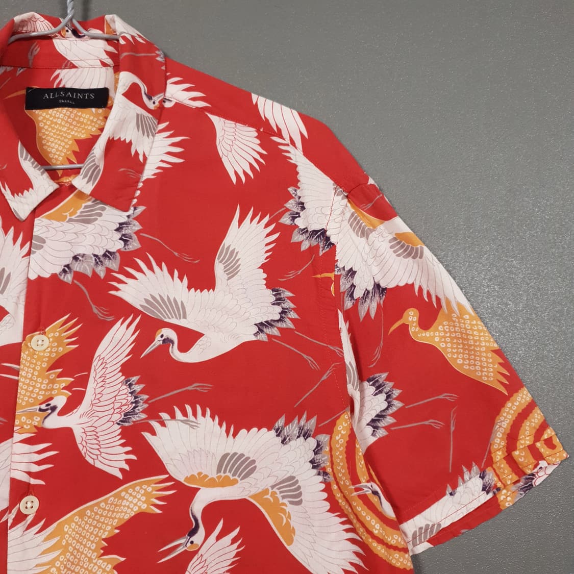 올세인츠 신형 스루 셔츠 학 올오버 패턴 하와이안 반팔 셔츠 박재범 L 상품이미지3