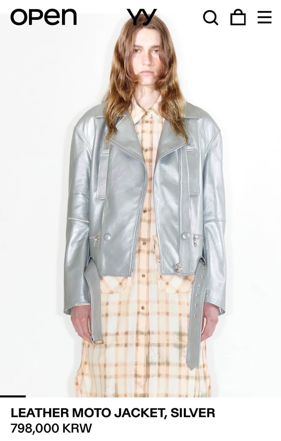 OPEN YY Faded leather moto jacket BROWN 상품이미지9