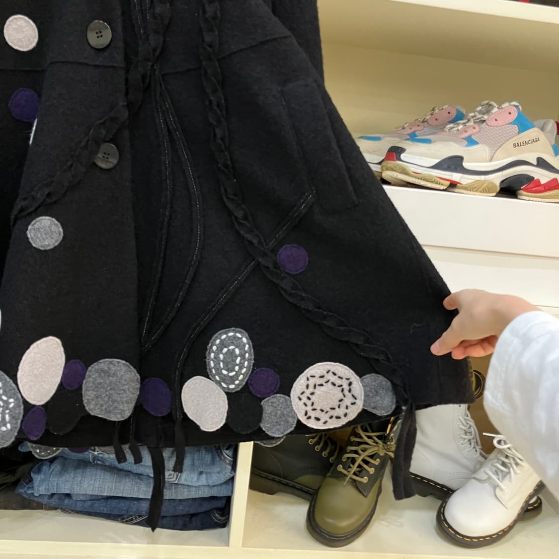 VTG 도트 울코트 M~L 상품이미지4