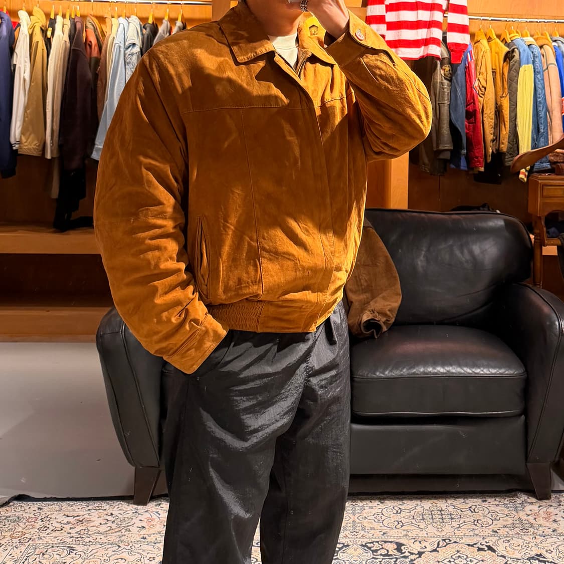 스페인제 램스킨 스웨이드 봄버 자켓 110 양가죽 상품이미지1