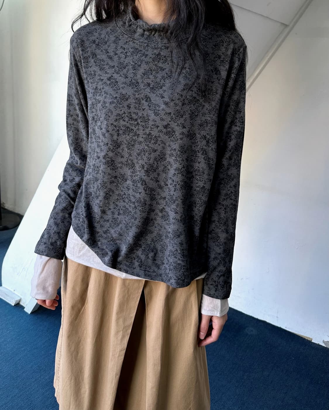 Design pattern high gauge  stretch top 상품이미지6