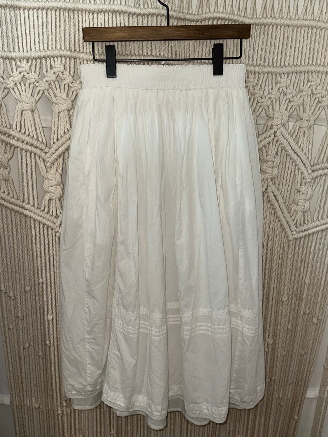 내추럴 아이보리 밴딩 플레어 롱스커트 상품이미지6