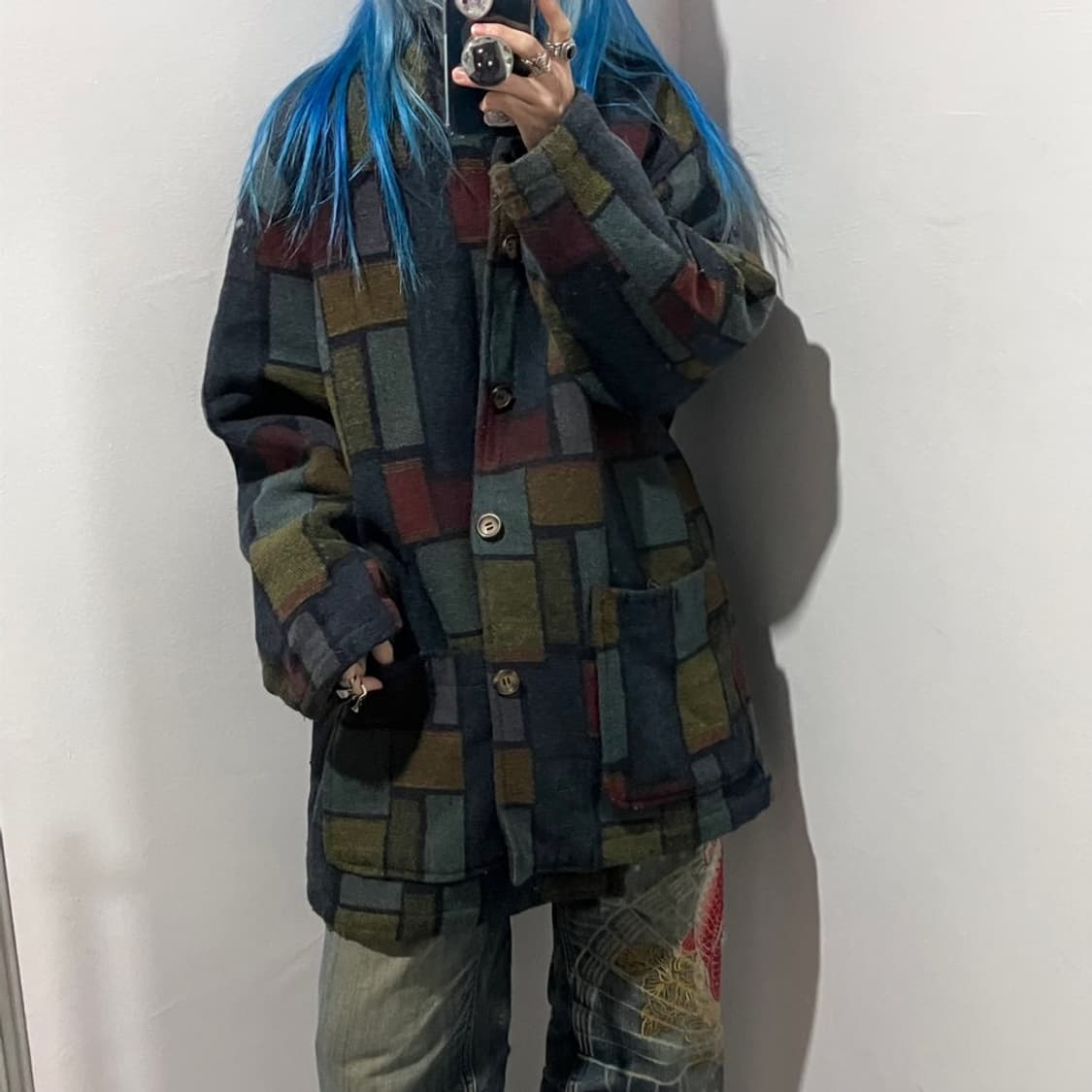 까르뜨블랑슈 체크 코트 상품이미지1