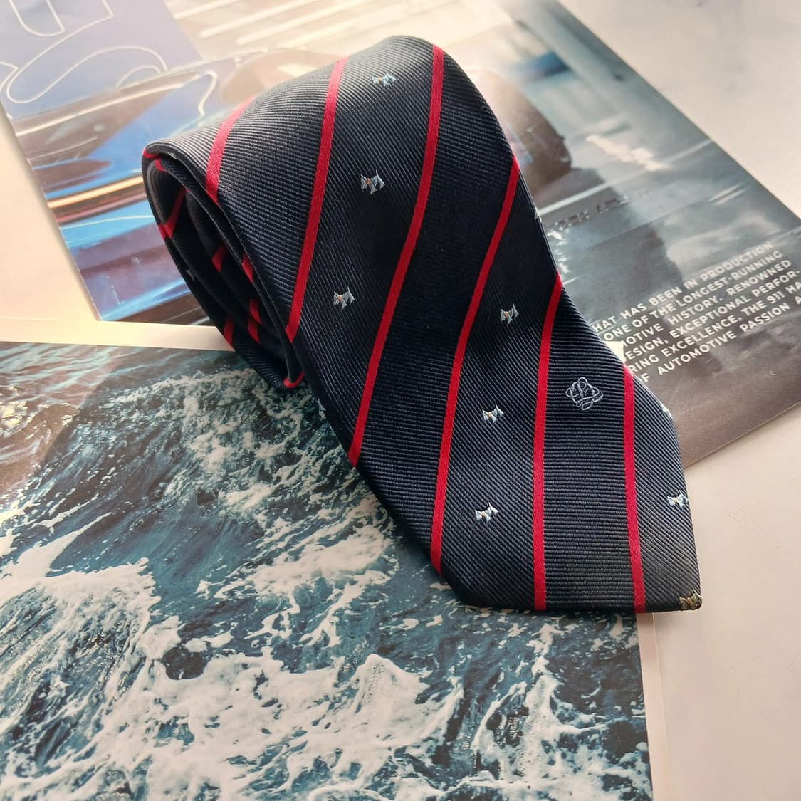 루이까또즈 실크 네이비 스트라이프 넥타이 8.1cm A등급 A18768
 상품이미지2