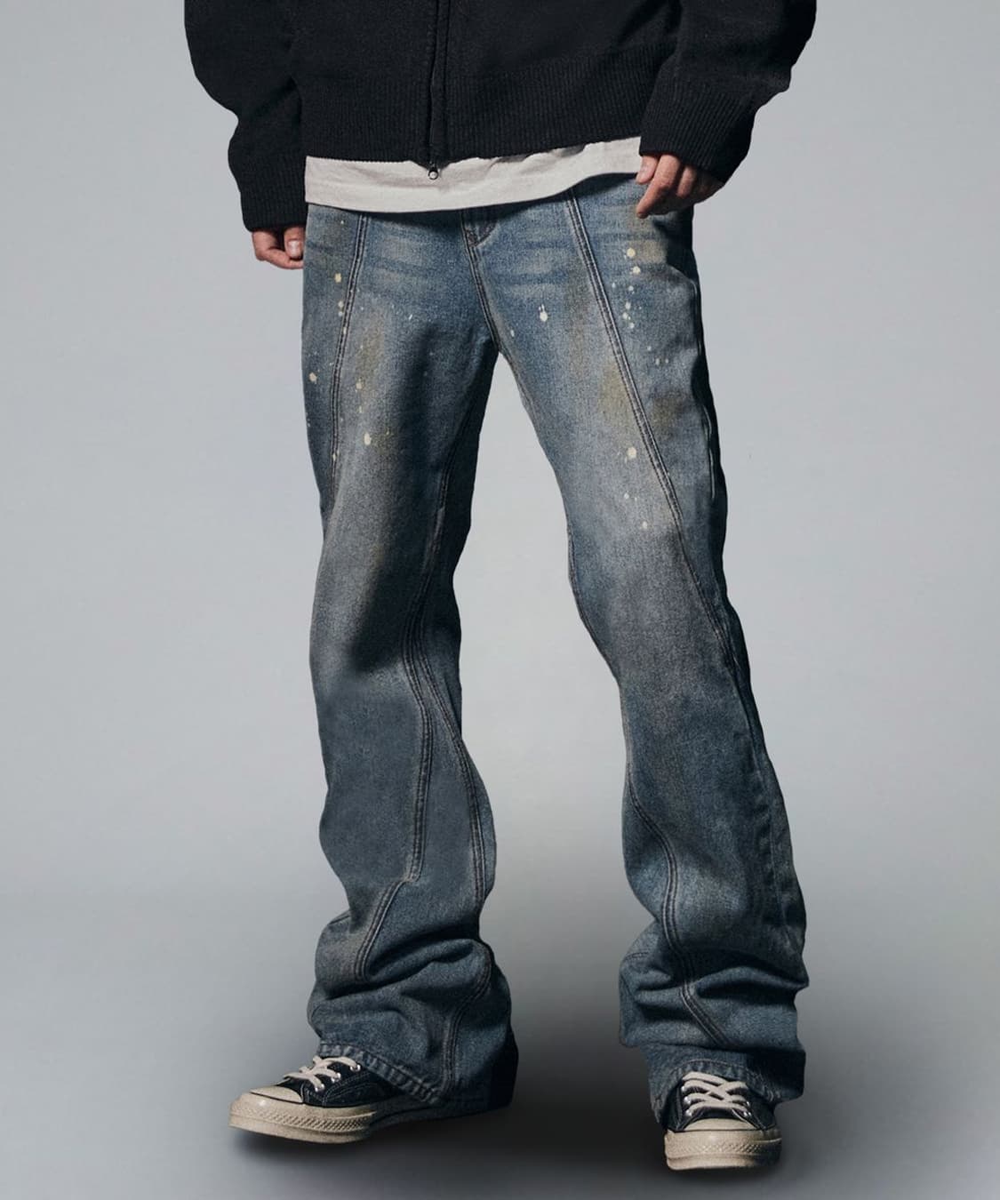 (L)낫포너드 커브드 빈티지 워싱 부츠컷 데님 팬츠 상품이미지1