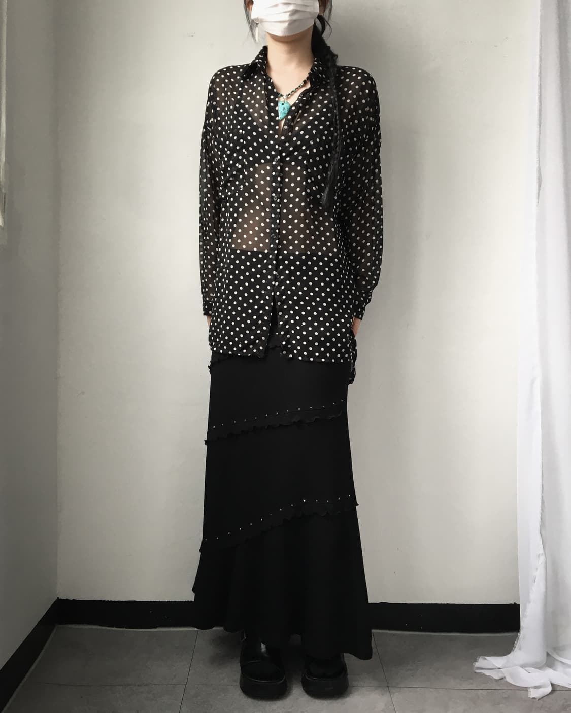 Cubic line point long skirt 상품이미지5