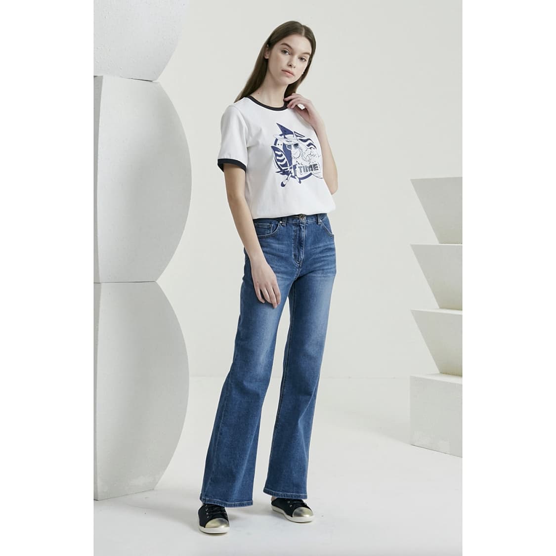 타임 TIME 펄 포인트 링거 티셔츠 상품이미지2