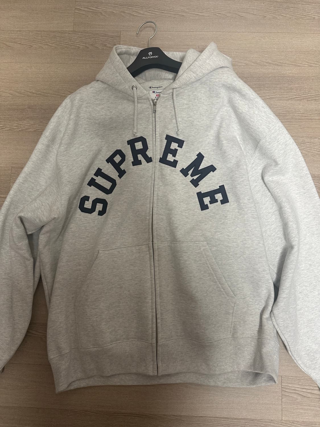 슈프림 x 챔피온 집업 후드 스웨트셔츠 애쉬 그레이 24ss XL 상품이미지1